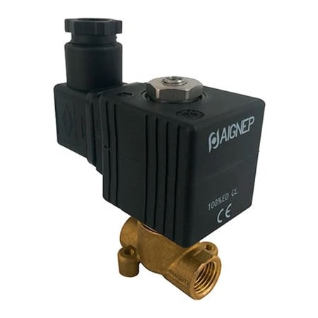 Alpha Technologies Aignep USA Fluidity 02F Direct-Acting Solenoid Valve, 2/2 NC, FKM Seal, 3/8"NPTF, 3mm, 24V AC, 31VA 02F04103V0N30901